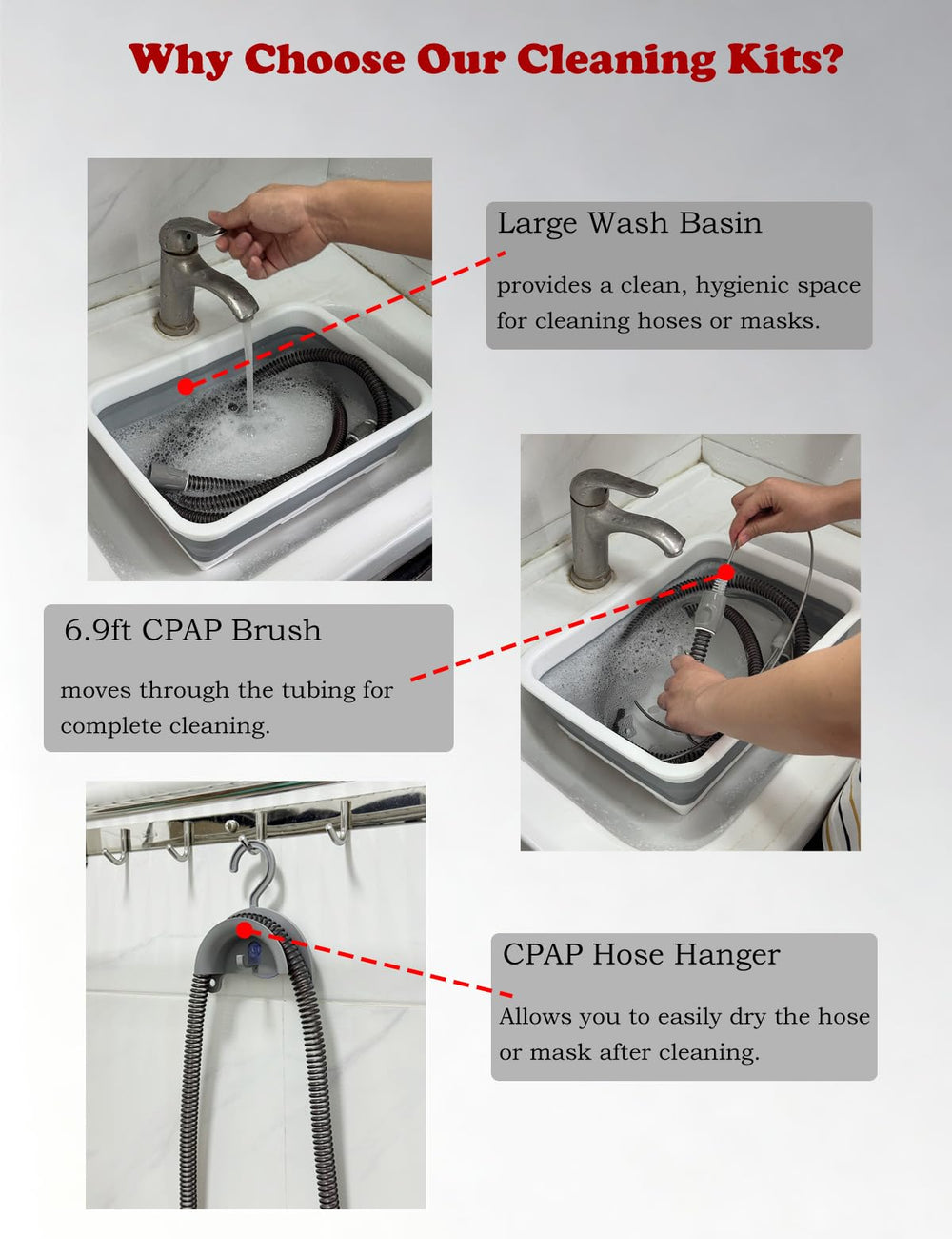 Theradaily CPAP kit soft mask brush protects masks during cleaning