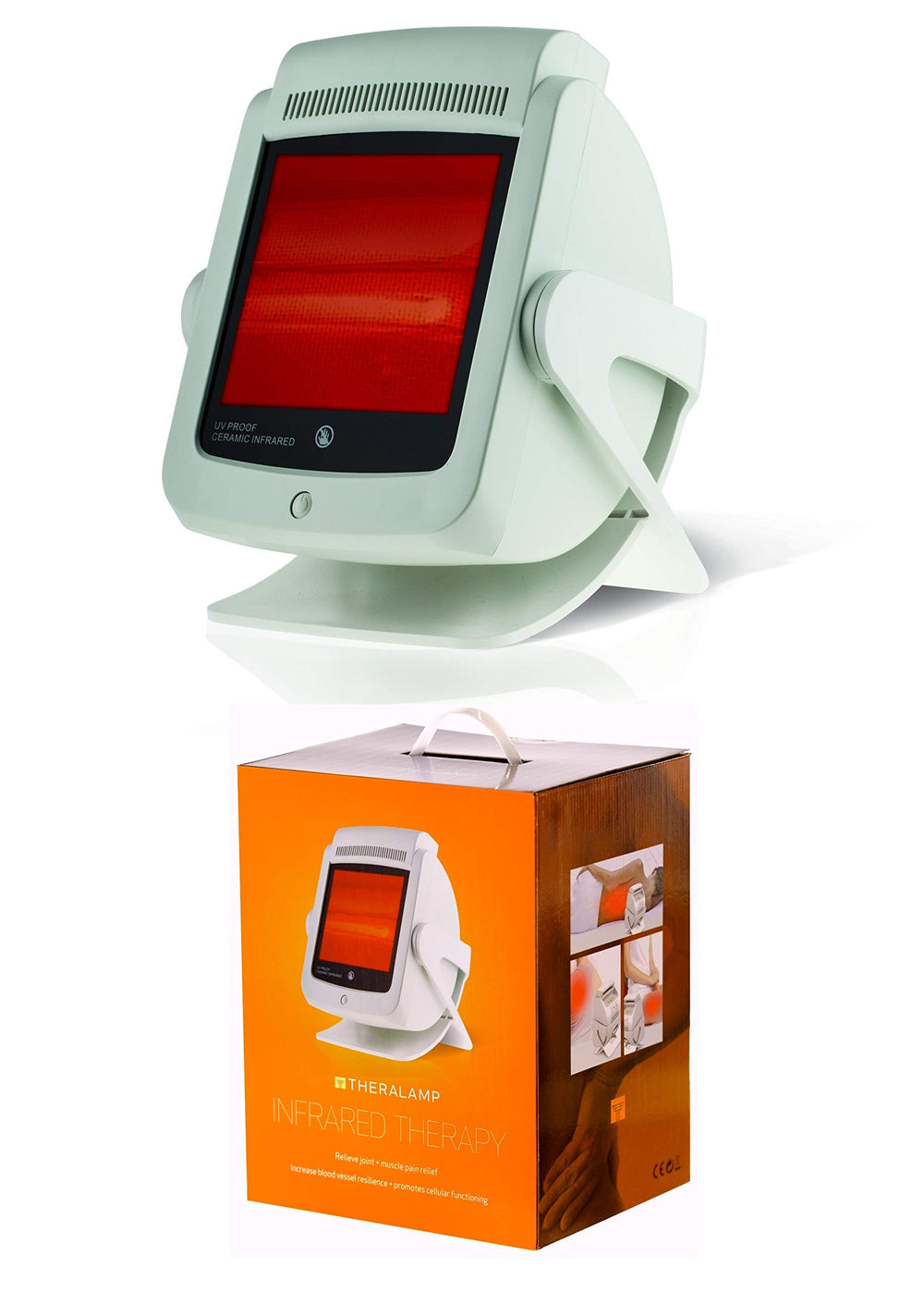 TheraLamp red light infrared lamp targets back muscles for soothing relief.