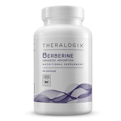 Theralogix Berberine Enhanced Absorption bottle on desk for metabolism support