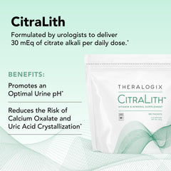 Measuring spoon with CitraLith packets for accurate daily dosing