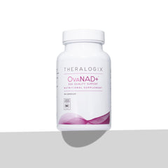 Theralogix OvaNAD+ capsules in hand showcase convenient wellness support