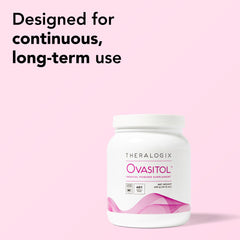 Theralogix Ovasitol packaging box highlights two canisters and servings.