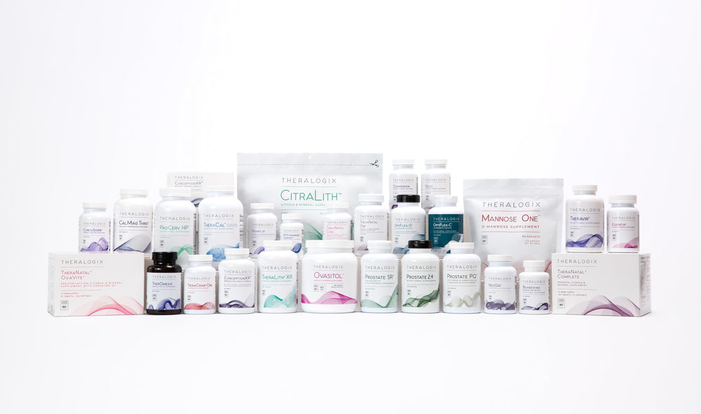 Theralogix ProCerv HP capsules near a glass of water for easy routine