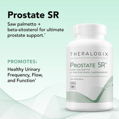 Theralogix Prostate SR packaging displaying gluten-free and vegan notes.