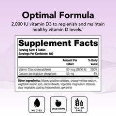 Thera-D 2000 label shows 2,000 IU per tablet for daily use.