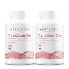 Theralogix TheraCran One cranberry capsules bottle supports urinary tract health with premium ingredients.