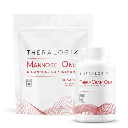 Theralogix TheraCran One + Mannose One bundle bottle pair supports urinary health.