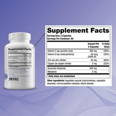 Theravir ingredient panel highlights key vitamins and minerals