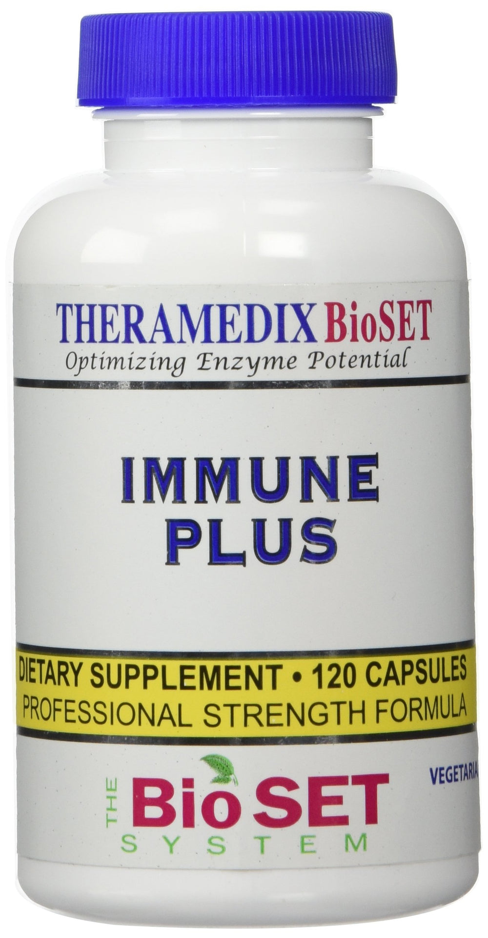 Theramedix BioSet Immune Support bottle front with 120 VegiCaps for daily use.