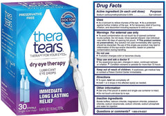 TheraTears Dry Eye Therapy 30-vial pack offering portable, preservative-free relief for dry eyes.