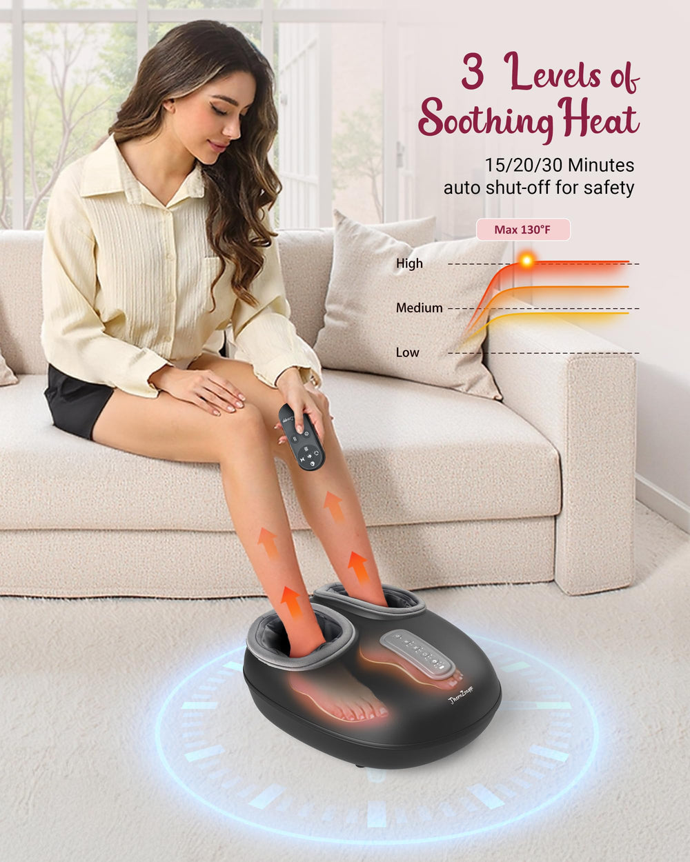 THERAZZAGGE unit showing deep kneading nodes for thorough massage