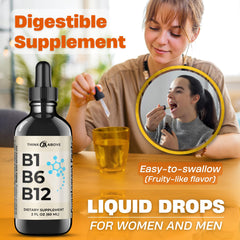 Think Above B1 B6 B12 liquid drops contents offer fruity aroma and ease.