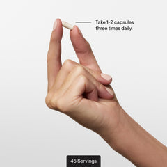 A THORNE 5-HTP bottle with a measuring scoop implies easy daily dosing.
