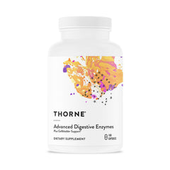 THORNE Advanced Digestive Enzymes bottle close-up for post-meal support.