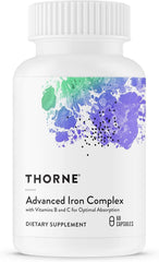 THORNE Advanced Iron Complex bottle front view supports daily iron intake