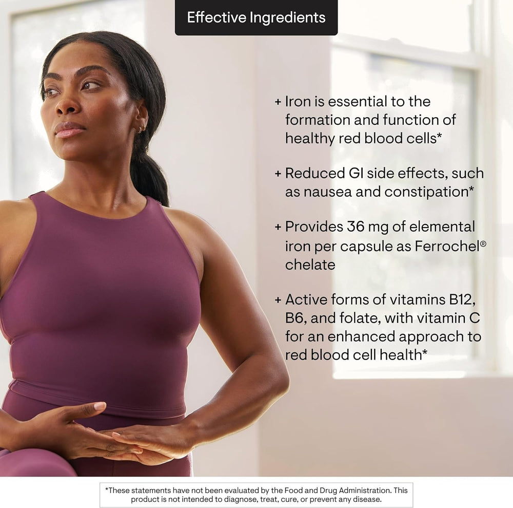 Glass of water with THORNE Advanced Iron Complex for easy daily use