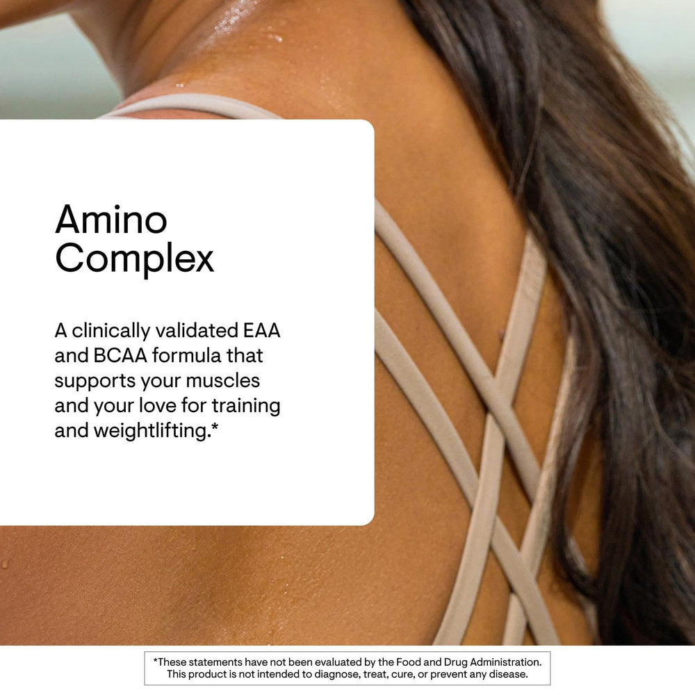 THORNE Amino Complex powder dissolving in water for post-workout recovery.