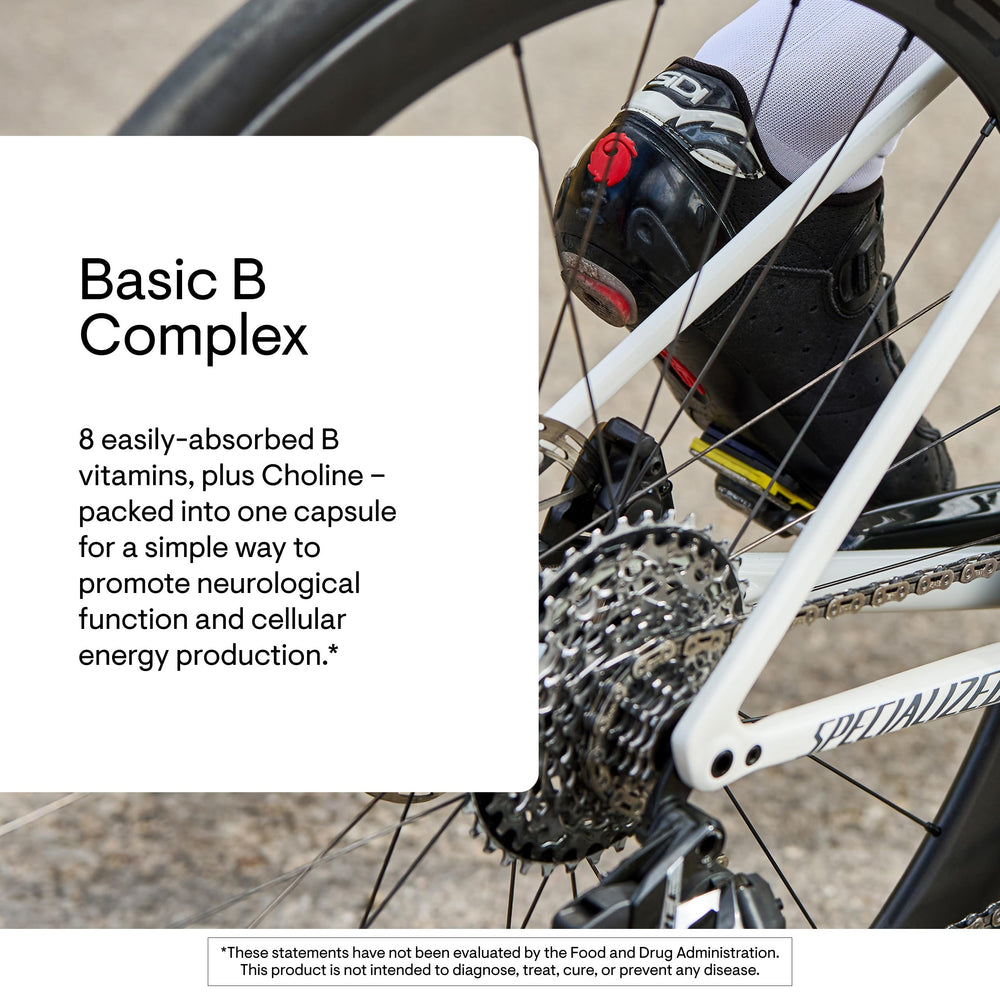 Thorne Basic B-Complex capsules ready for daily use with clean delivery.