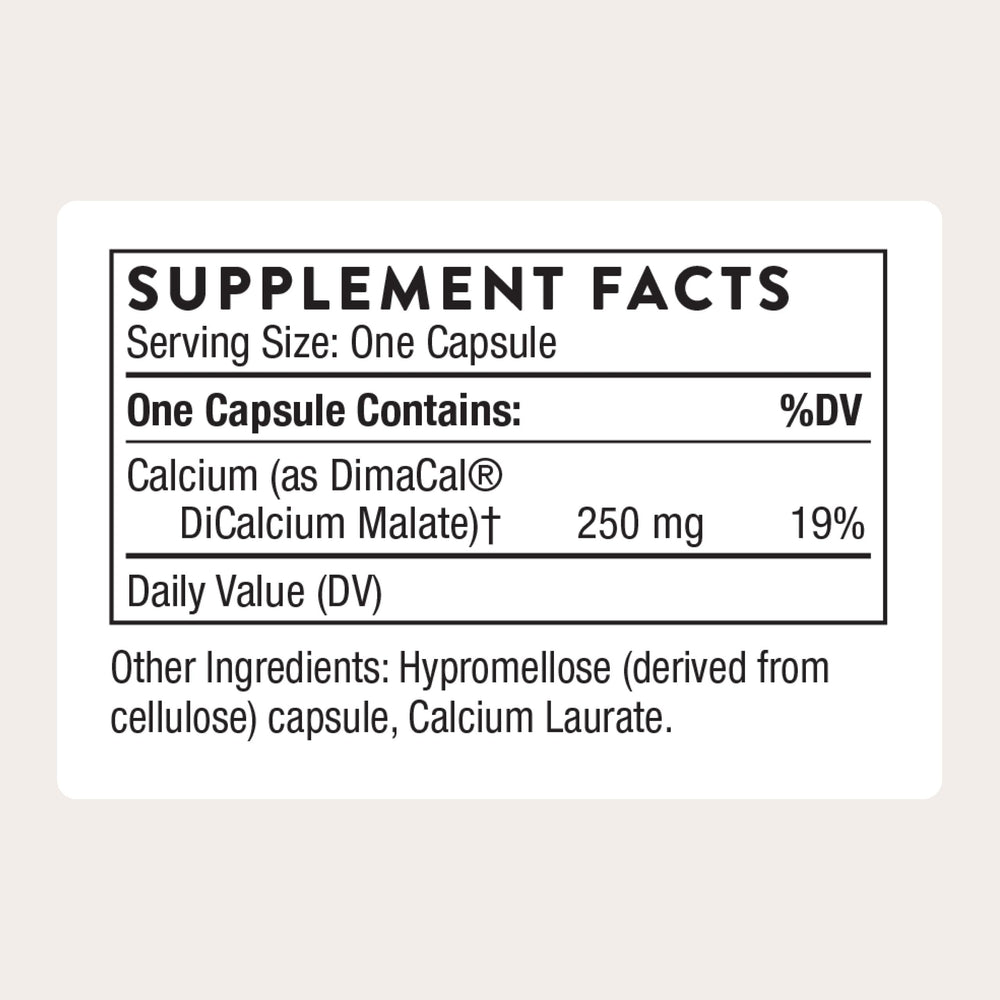THORNE Calcium capsules close-up emphasizing high absorption potential