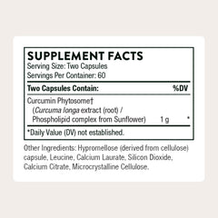 Thorne Curcumin Meriva label close-up highlights high absorption.