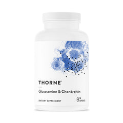 THORNE Glucosamine and Chondroitin bottle supports daily joint health for active lifestyles.