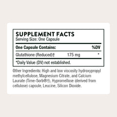 THORNE Glutathione-SR bottle back with allergen information shown