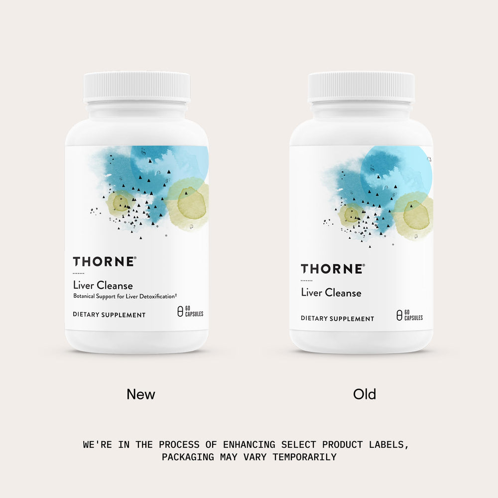 THORNE Liver Cleanse bottle label shows ingredients overview