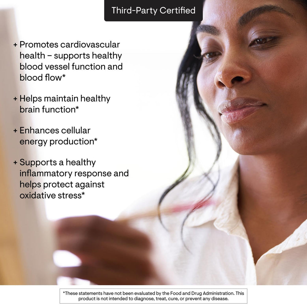 THORNE Omega-3 with CoQ10 sustainability badge underscoring responsible sourcing