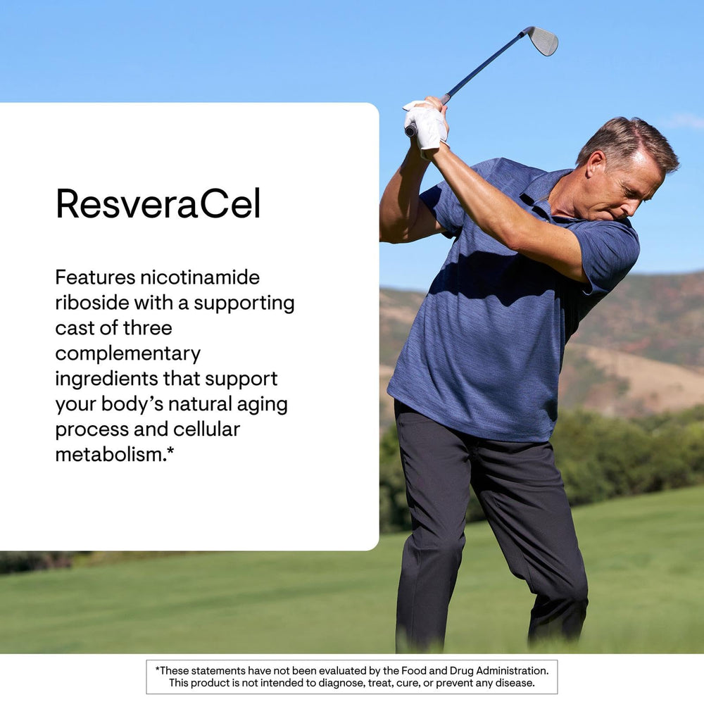 Thorne ResveraCel capsules pour demonstrating easy supplementation routine.
