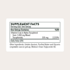 Thorne Ultimate-E cap detail highlights softgel capsules for convenient daily use