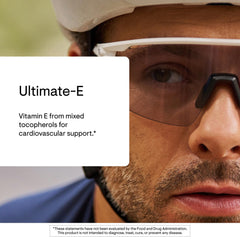 Thorne Ultimate-E label closeup emphasizes purity through soy-free molecular distillation