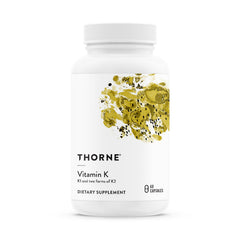 THORNE Vitamin K bottle front showing gluten-free formula for bone support