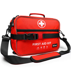 THRIAID 430-piece first aid kit with organized layout for quick access.