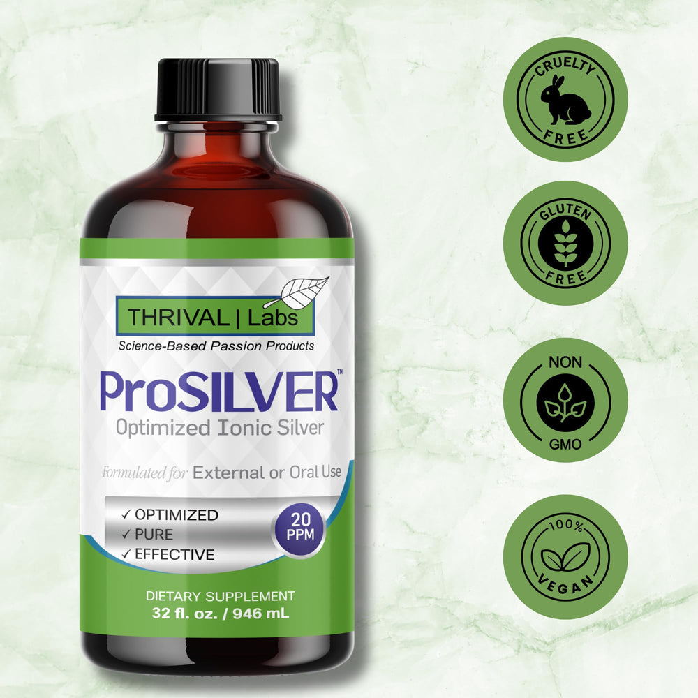 Pouring Thrival Labs silver into a nebulizer for respiratory routine.