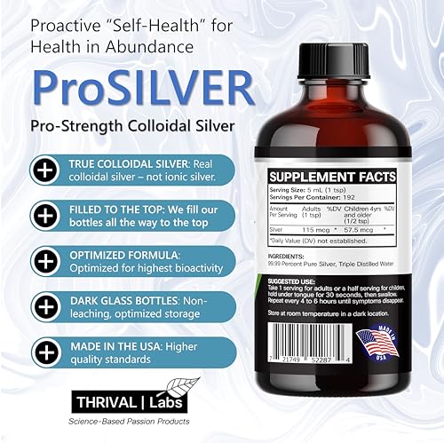 Thrival Labs ProSILVER label detail highlighting 30 PPM strength