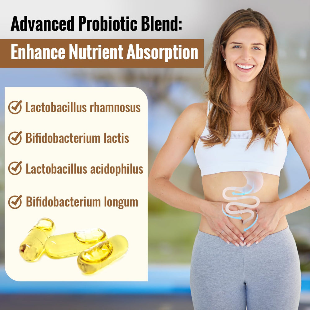 ThrivyThystle bottle beside a glass of water suggests easy daily supplementation for skin and gut.