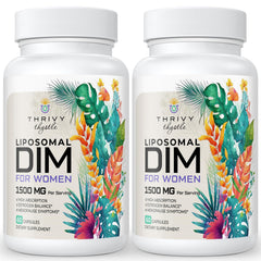 ThrivyThystle liposomal DIM bottle showing enhanced bioavailability for balanced hormones.