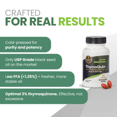 Two-pack display of ThymoQuin capsules for ongoing support.