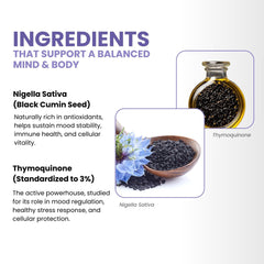 ThymoQuin Mood softgels on table ready for routine