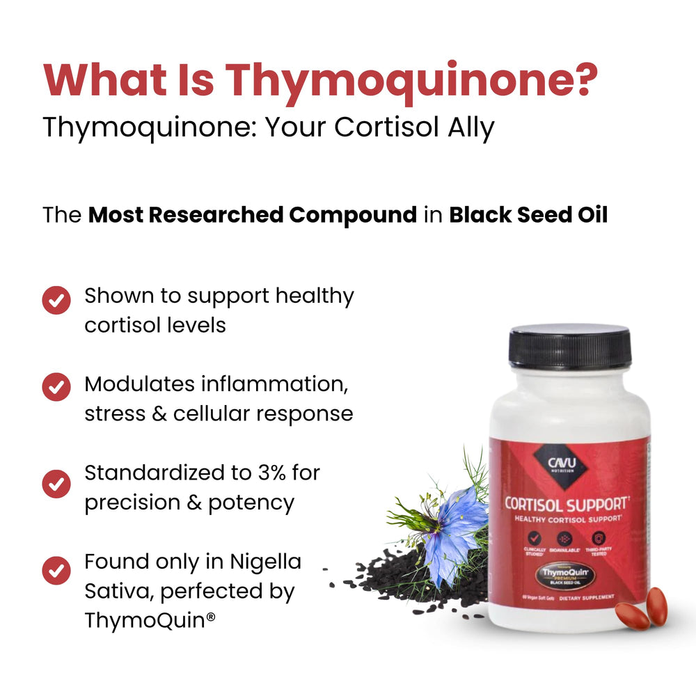 ThymoQuin vegan softgels arranged on white background.