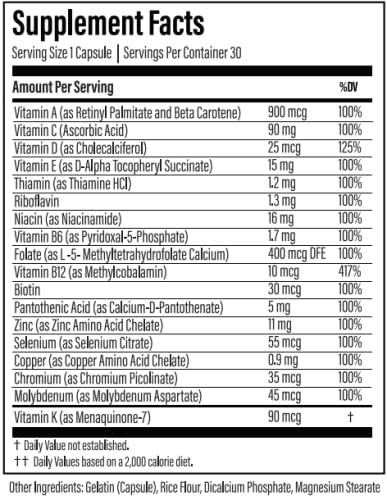 Thyroid Daily label detail reveals ingredients and purity information.
