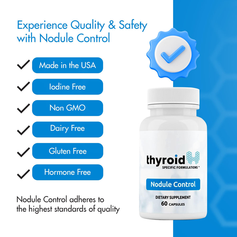Thyroid Specific Formulations Nodule Control bottle pour illustrating doctor-formulated, natural thyroid support