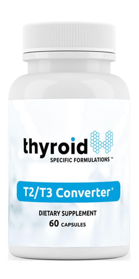 Thyroid Specific Formulations T2T3 Conversion Booster bottle on a clean surface showing energy support visually.