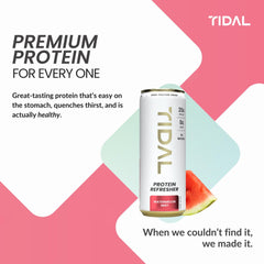 TIDAL Protein Refresher ice-cold glass highlights smooth texture and flavor.