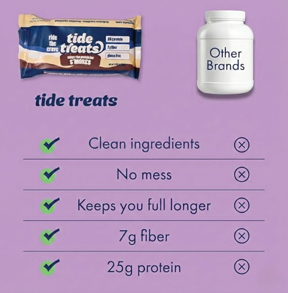 Tidetreats Crispy Rice Bar unwrap close-up showing crunchy texture and sweetness