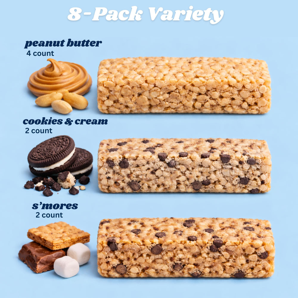 Close-up of peanut butter bar highlighting creamy texture and crunchy rice