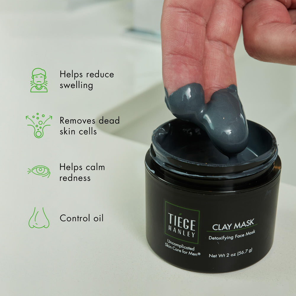 Tiege Hanley scrub texture close-up demonstrates exfoliation for clearer skin.