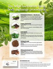 TIENS Lipid Metabolic Management Tea green tea varieties on display.