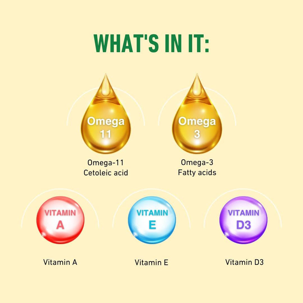 Tiens Omega 3 & 11 capsules close-up showing softgel texture