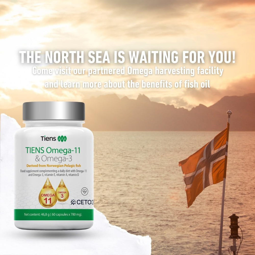 Tiens Omega 3 & 11 label close-up with clear ingredient details